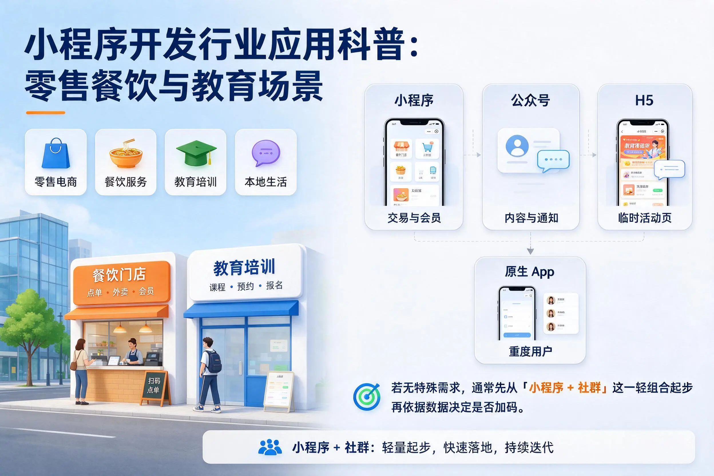 信阳小程序开发行业应用科普:零售餐饮与教育场景