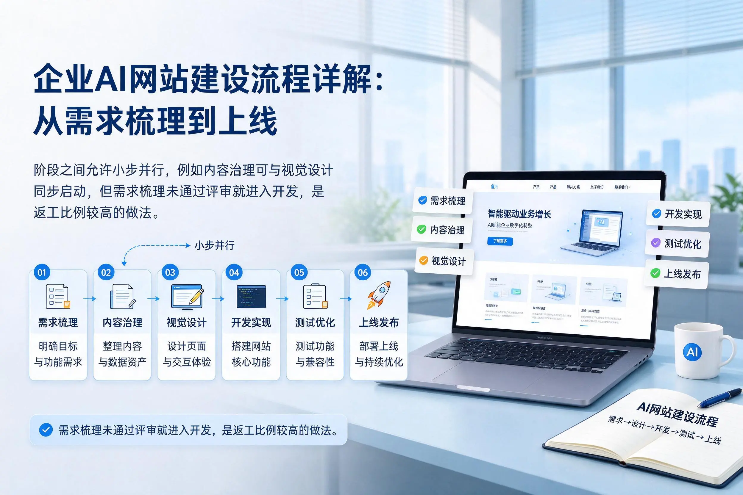 信阳企业AI网站建设流程详解:从需求梳理到上线
