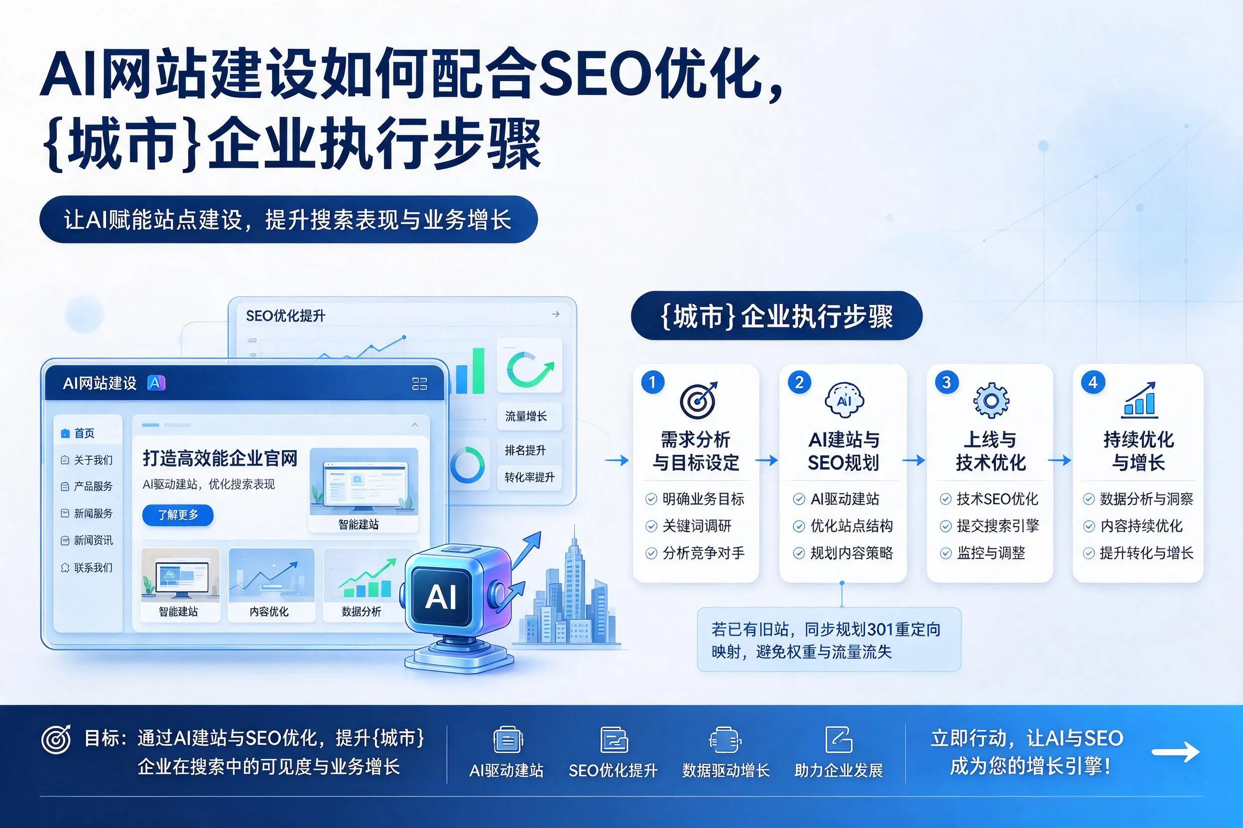 AI网站建设如何配合SEO优化,信阳企业执行步骤