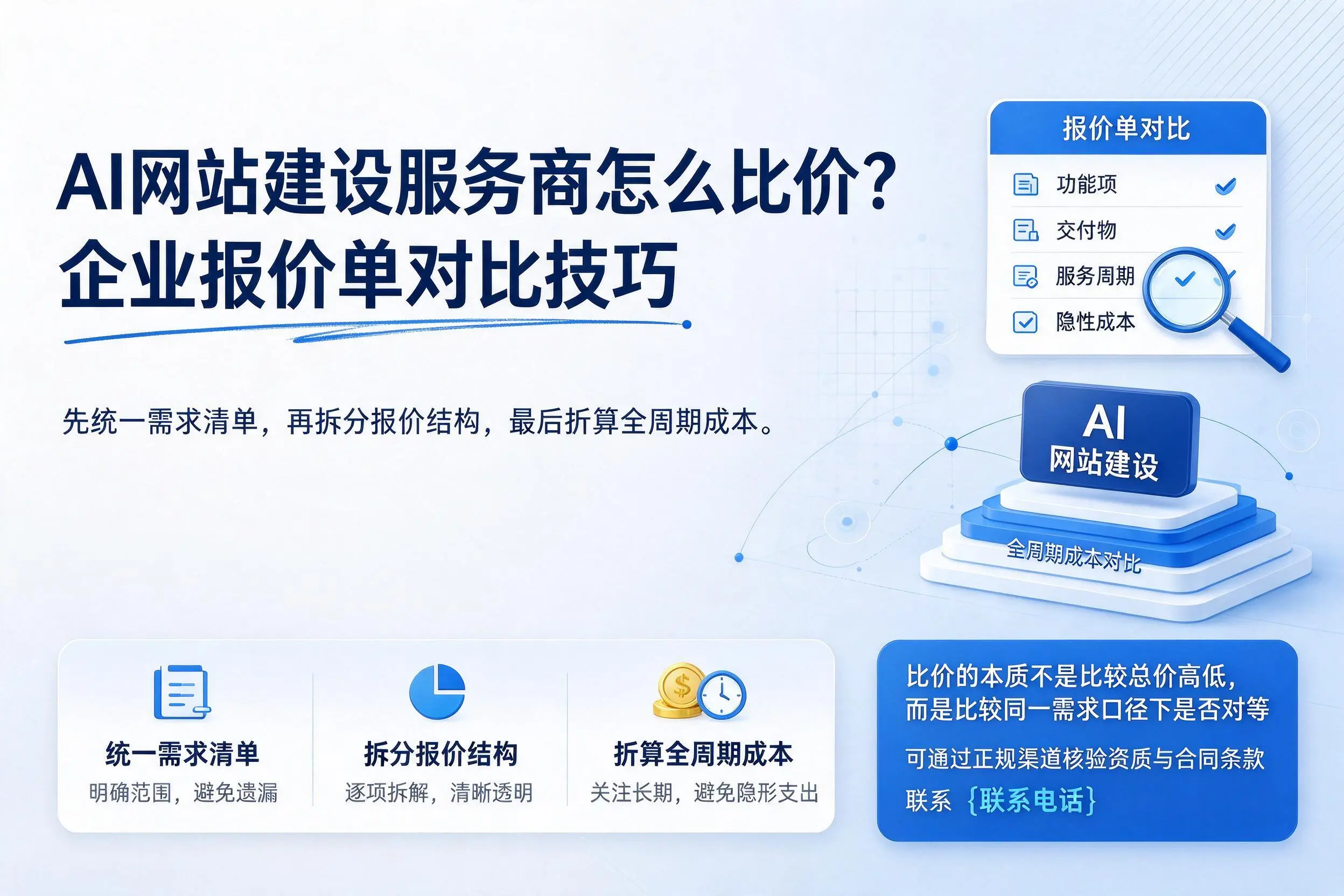 AI网站建设服务商怎么比价？信阳企业报价单对比技巧