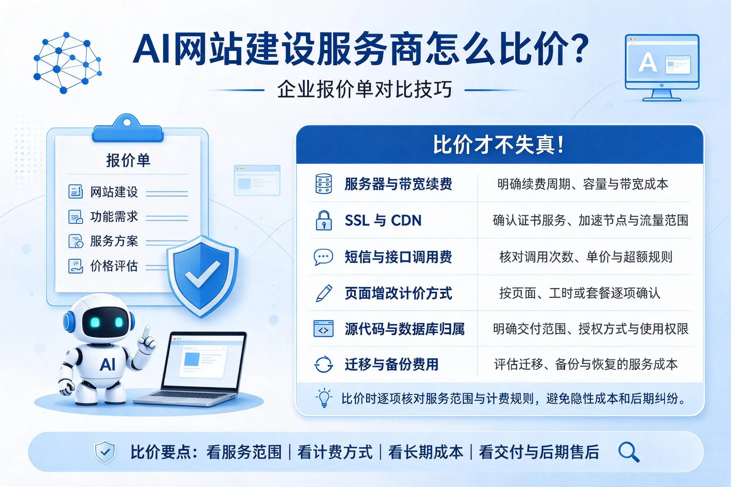 AI网站建设服务商怎么比价？信阳企业报价单对比技巧
