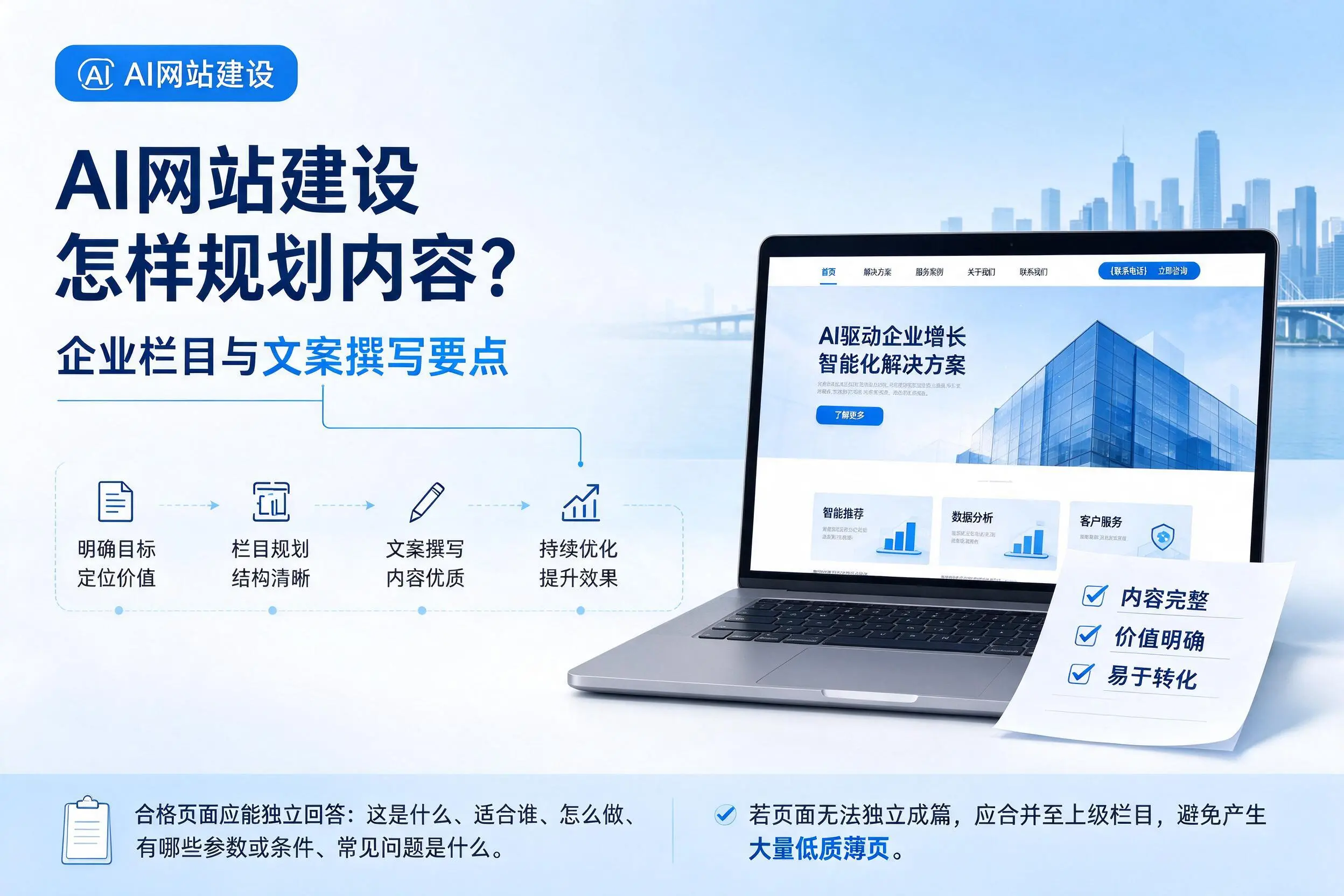 AI网站建设怎样规划内容?信阳企业栏目与文案撰写要点