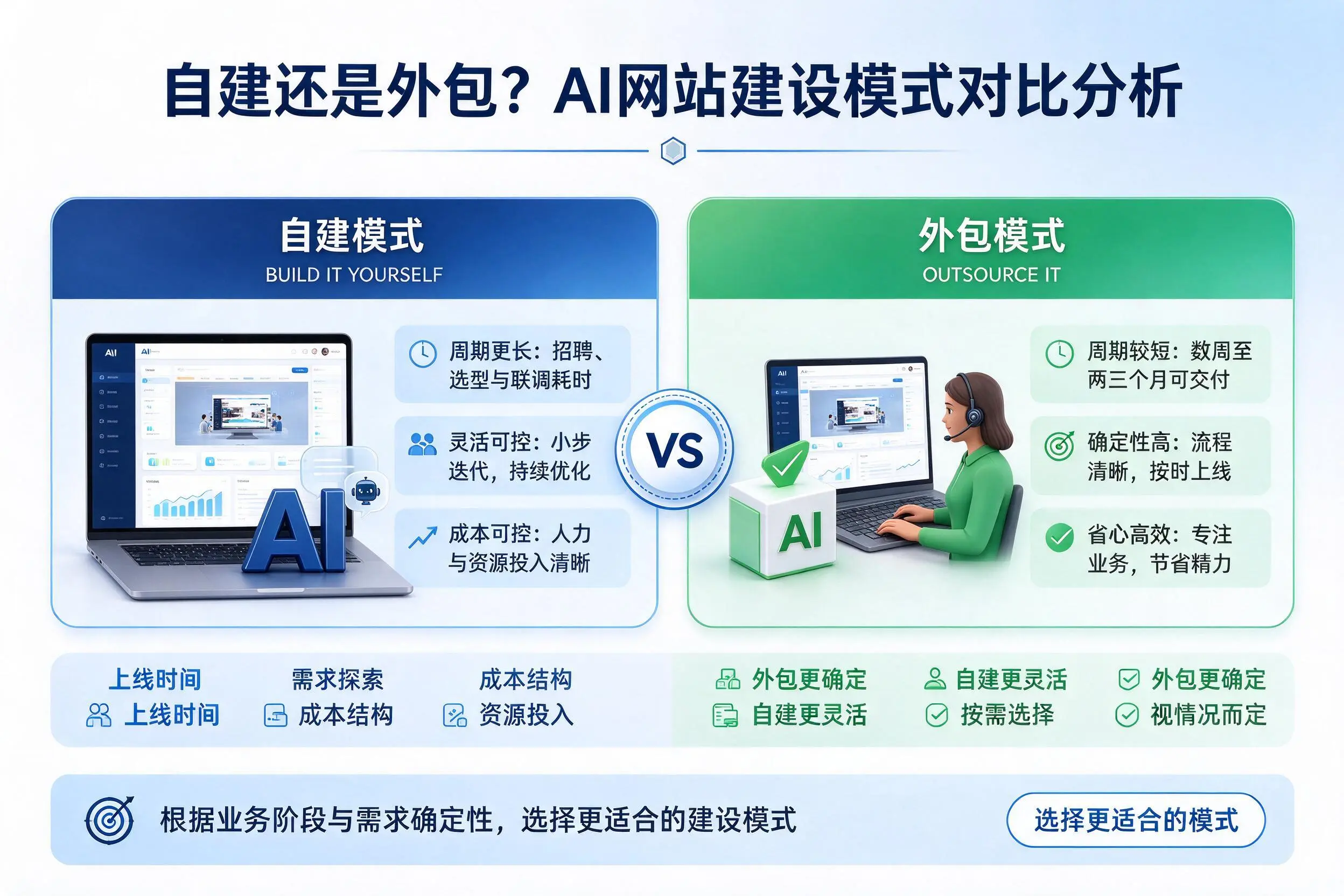 自建还是外包?信阳AI网站建设模式对比分析